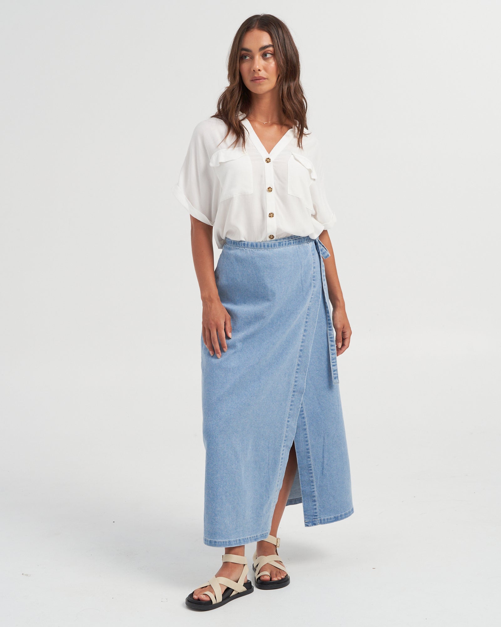VMZINNIA DENIM MIDI SKIRT